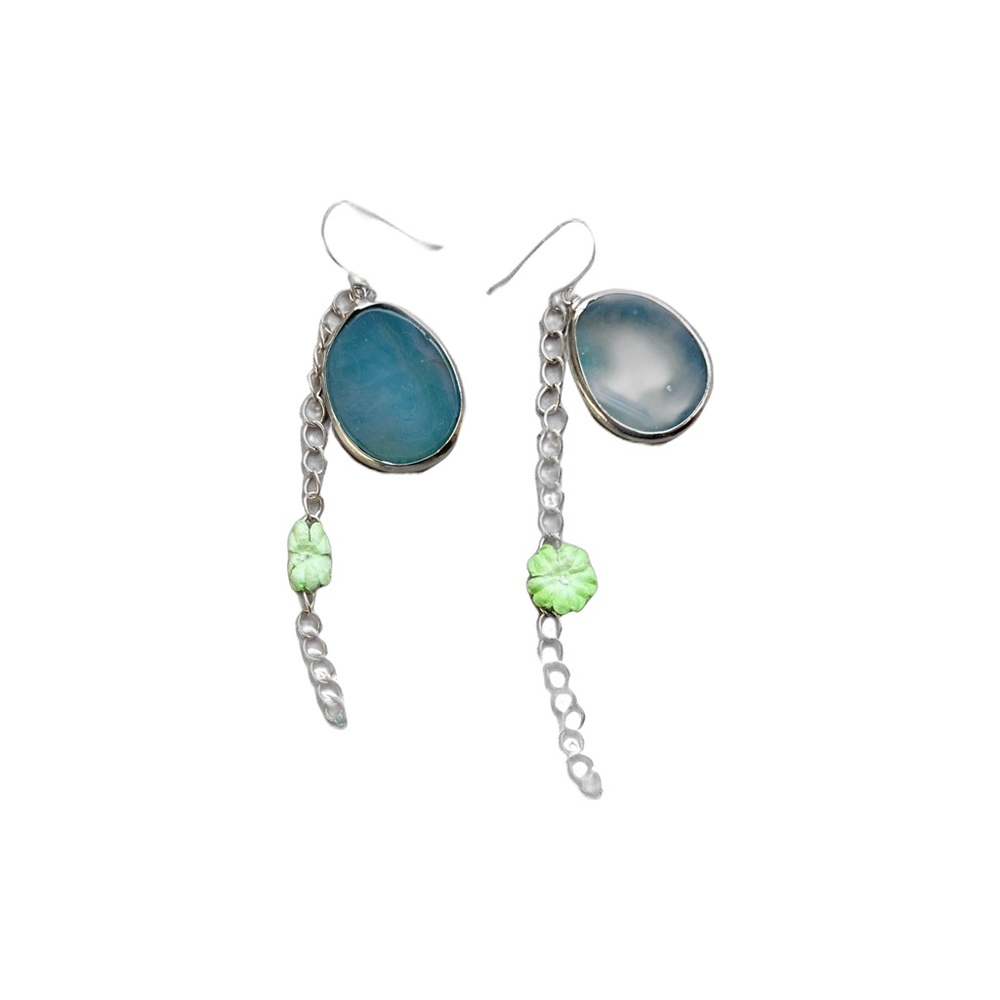 Green Semi Precious Gemstones Earrings